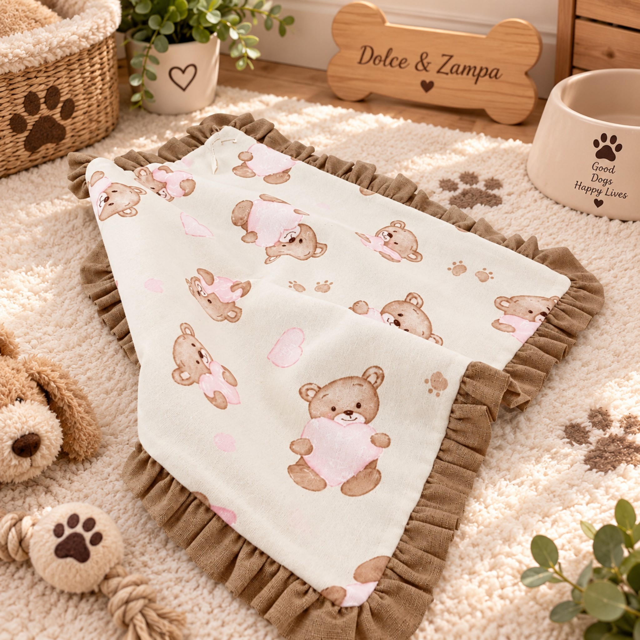 Coperta Pet Cocoon Rosa a Pois con Minnie